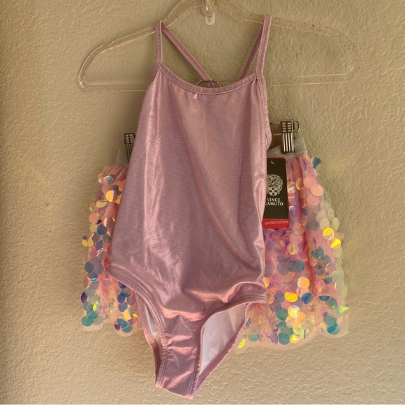 Vince Camuto Girls One Piece Swimsuit and skirt iridescent - Picture 1 of 10